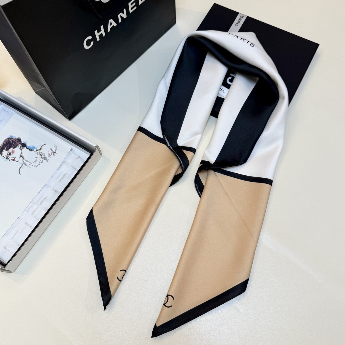 Chanel Geometric Color-Block Square Scarf