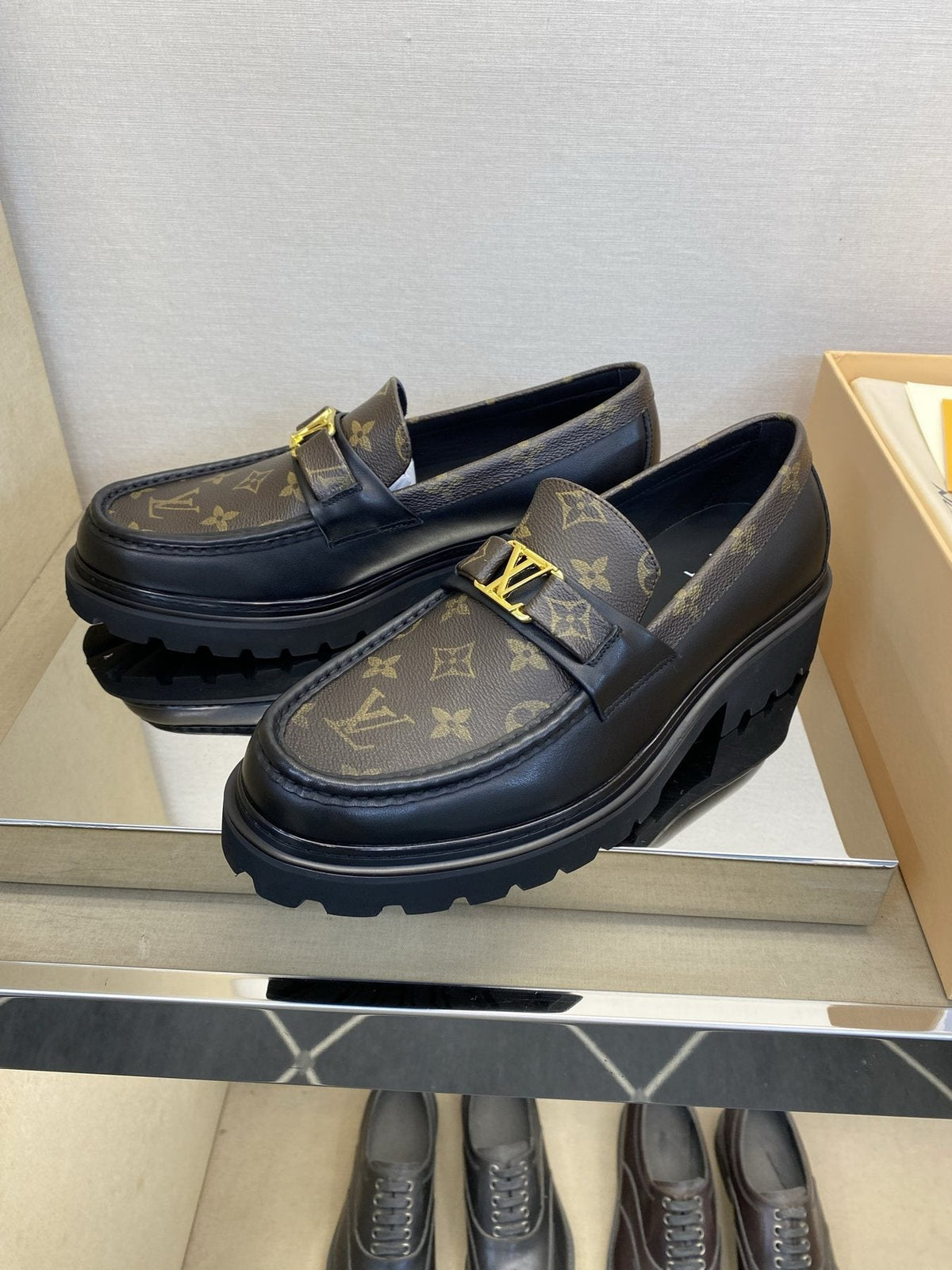 Louis Vuitton Men's Brown Monogram Hardware Loafers
