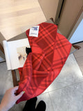 Burberry Red Plaid Hooded Scarf Shawl