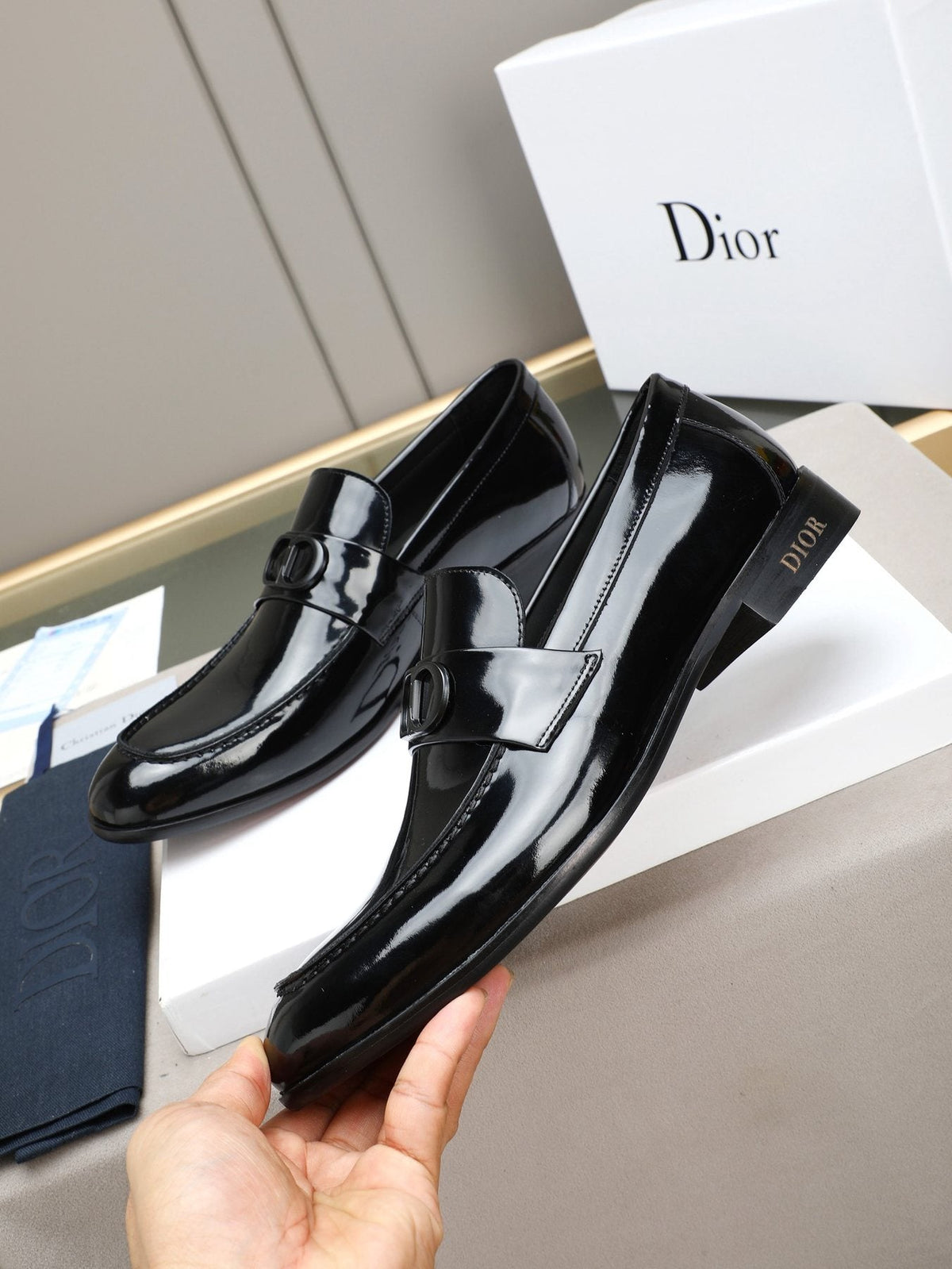 Dior Black Patent Leather Loafers