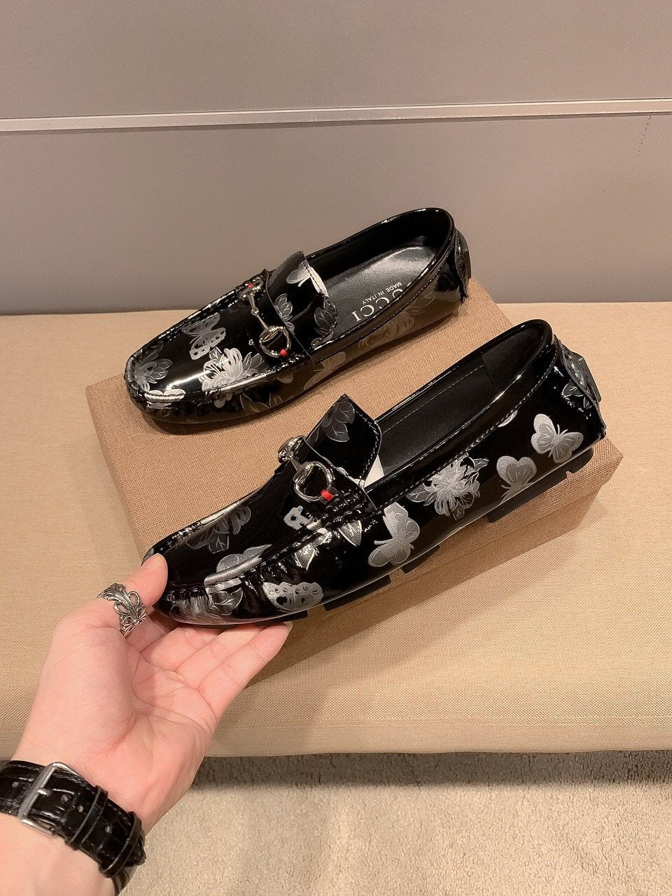 Gucci Butterfly Print Loafers