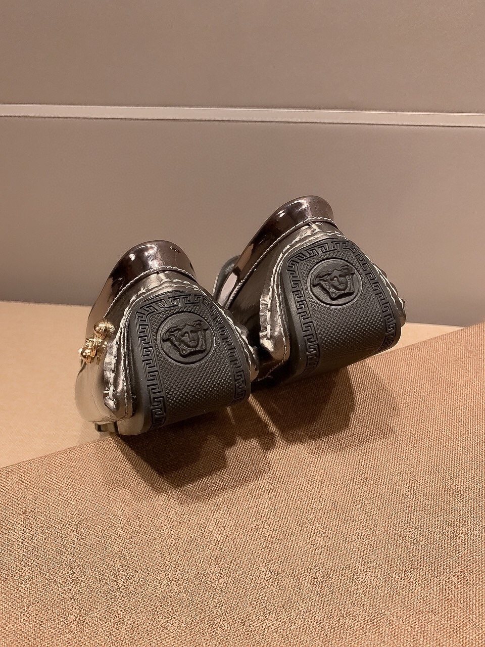 Versace Gunmetal Medusa Loafers
