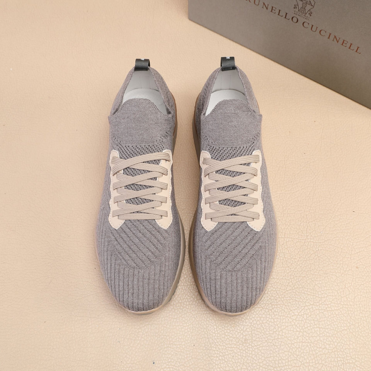 Brunello Cucinelli Gray Knit Sneakers