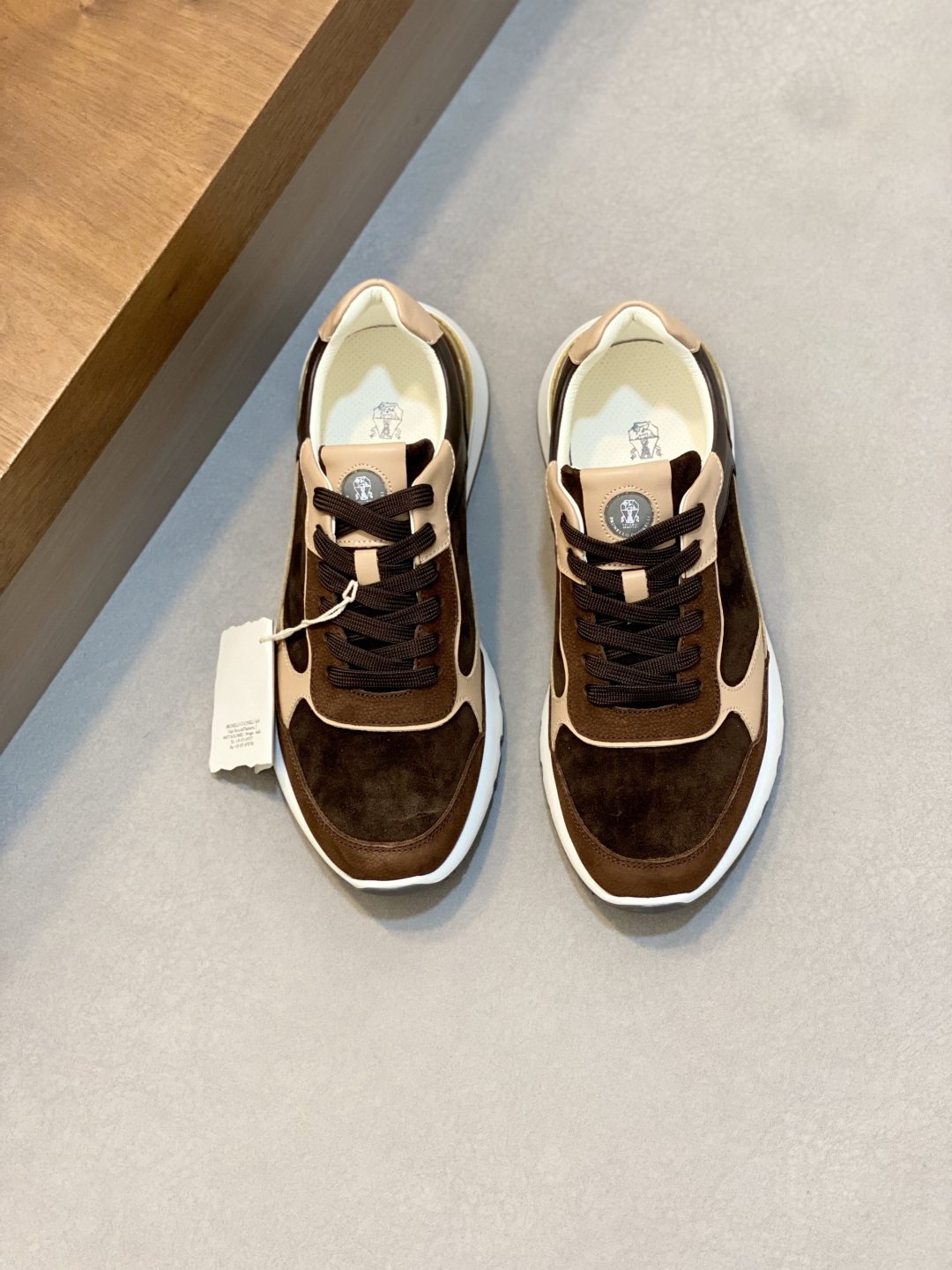 Brunello Cucinelli Brown and Cream Men's Sneakers