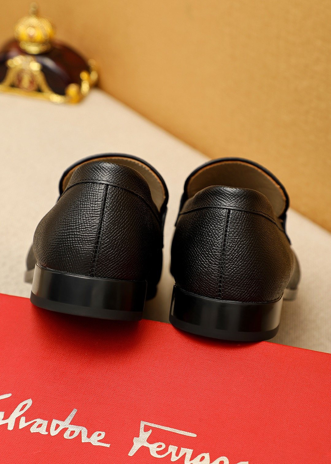 Ferragamo Men's Black Buckle Loafers - Low-Profile Heel