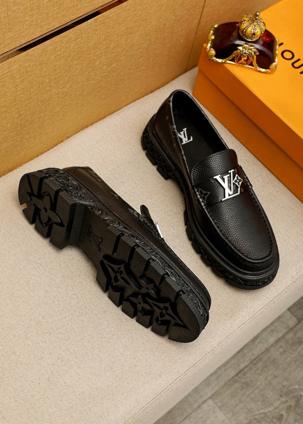 Louis Vuitton Black Hardware Loafers - Lug Sole