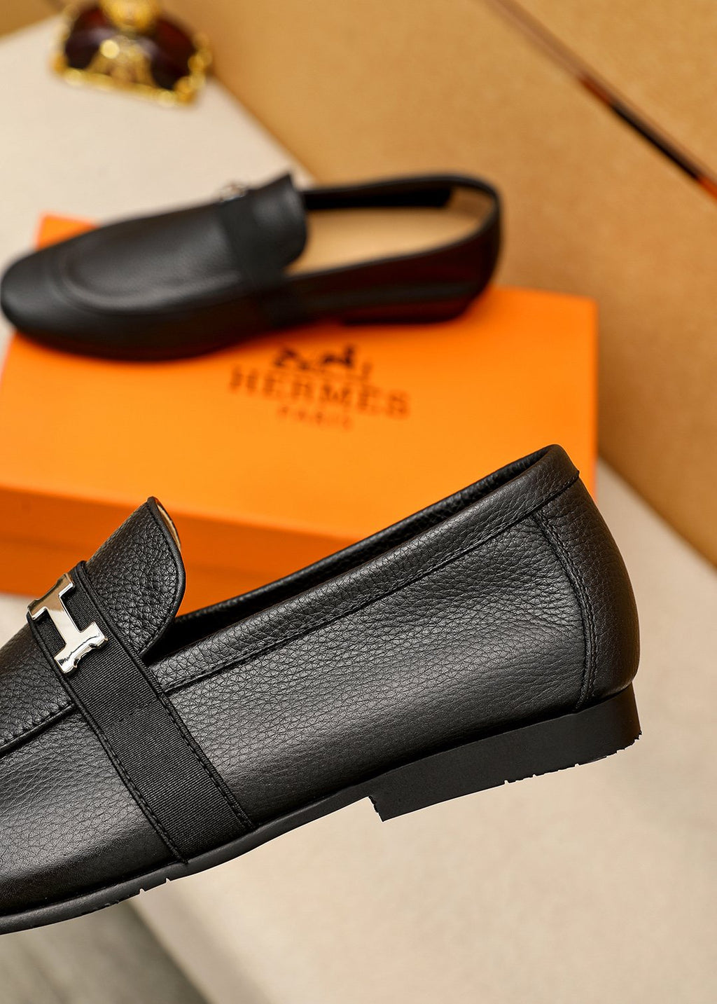 Hermès Black H-Hardware Loafers - Low-Profile Sole