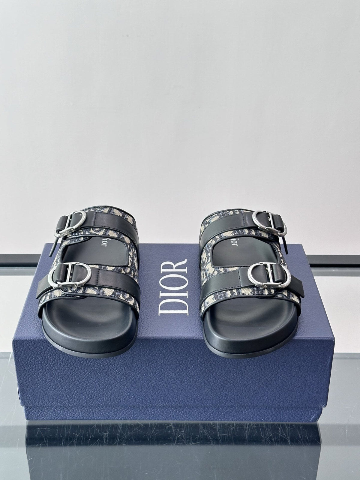 Dior Aqua Two-Strap Slide Sandals