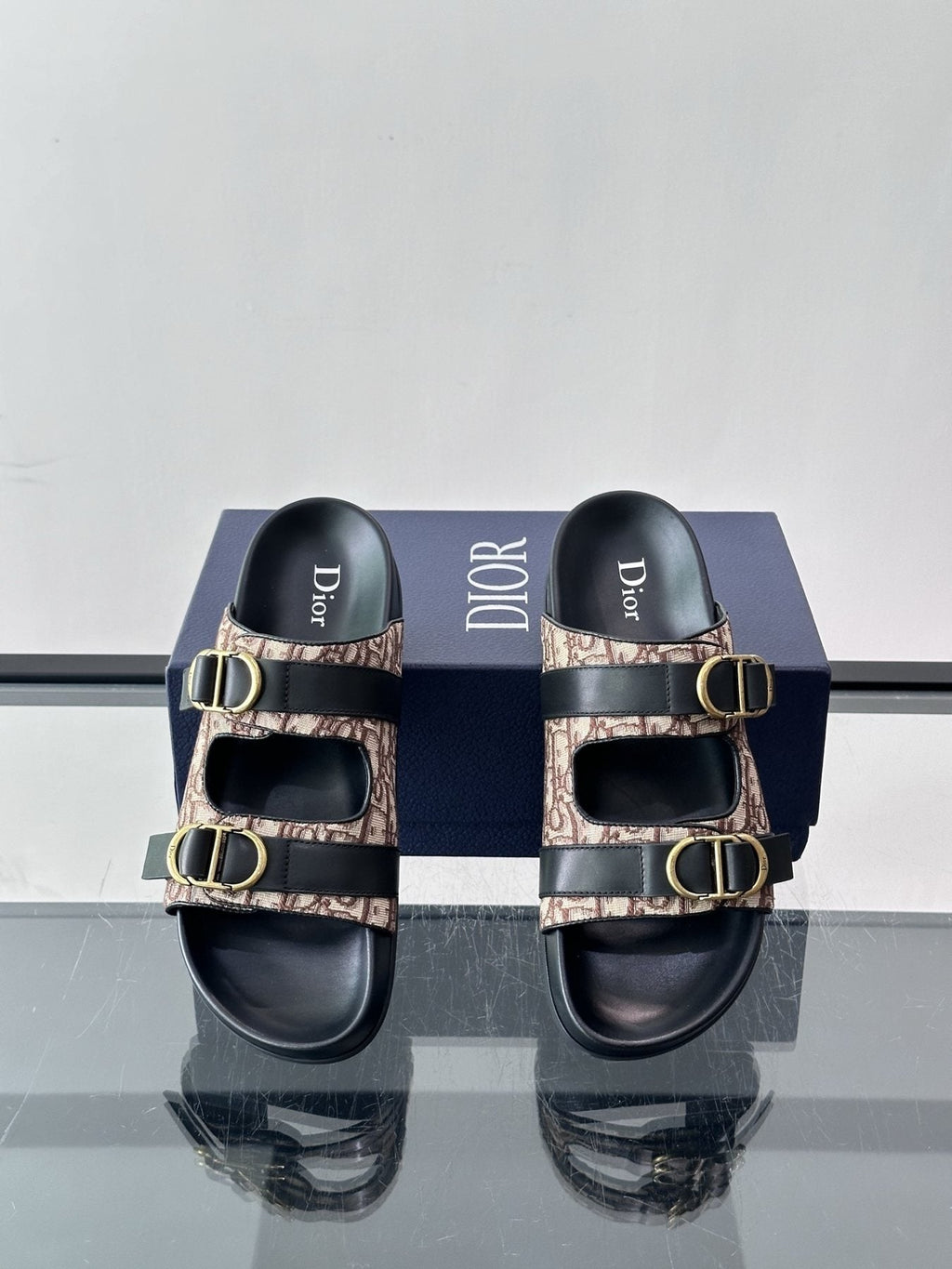Dior Aqua Two-Strap Slide Sandals