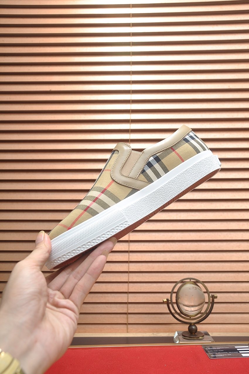 Burberry Beige Check Slip-On Sneakers