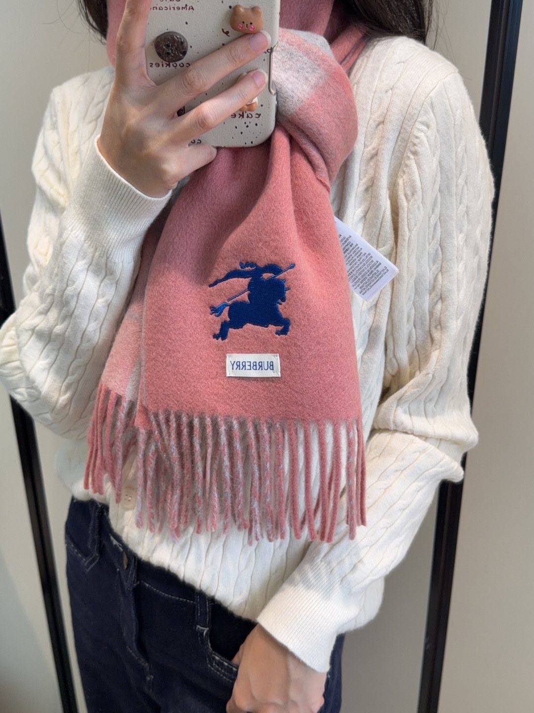 Burberry Reversible Plaid Fringed Scarf