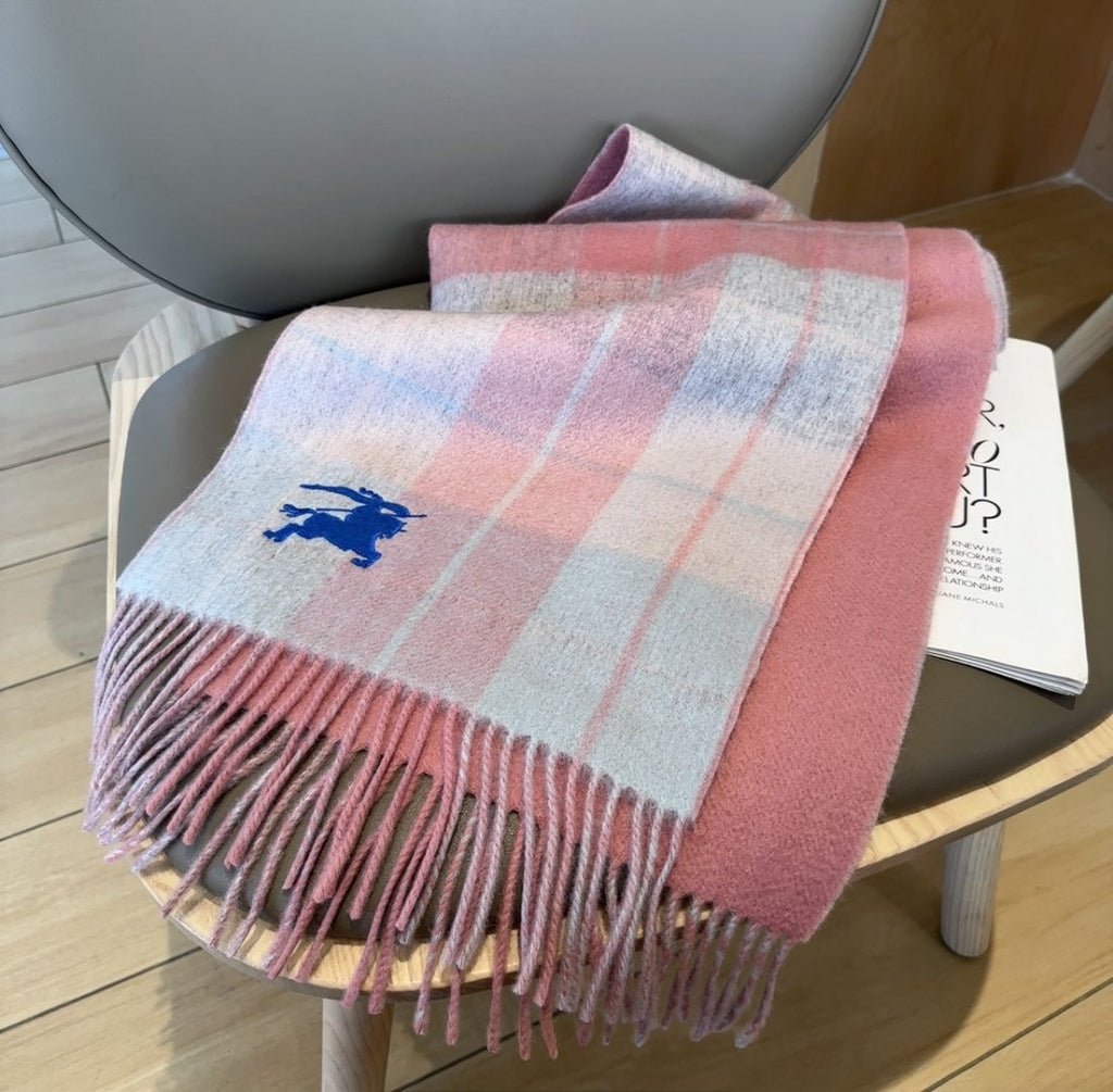 Burberry Reversible Plaid Fringed Scarf