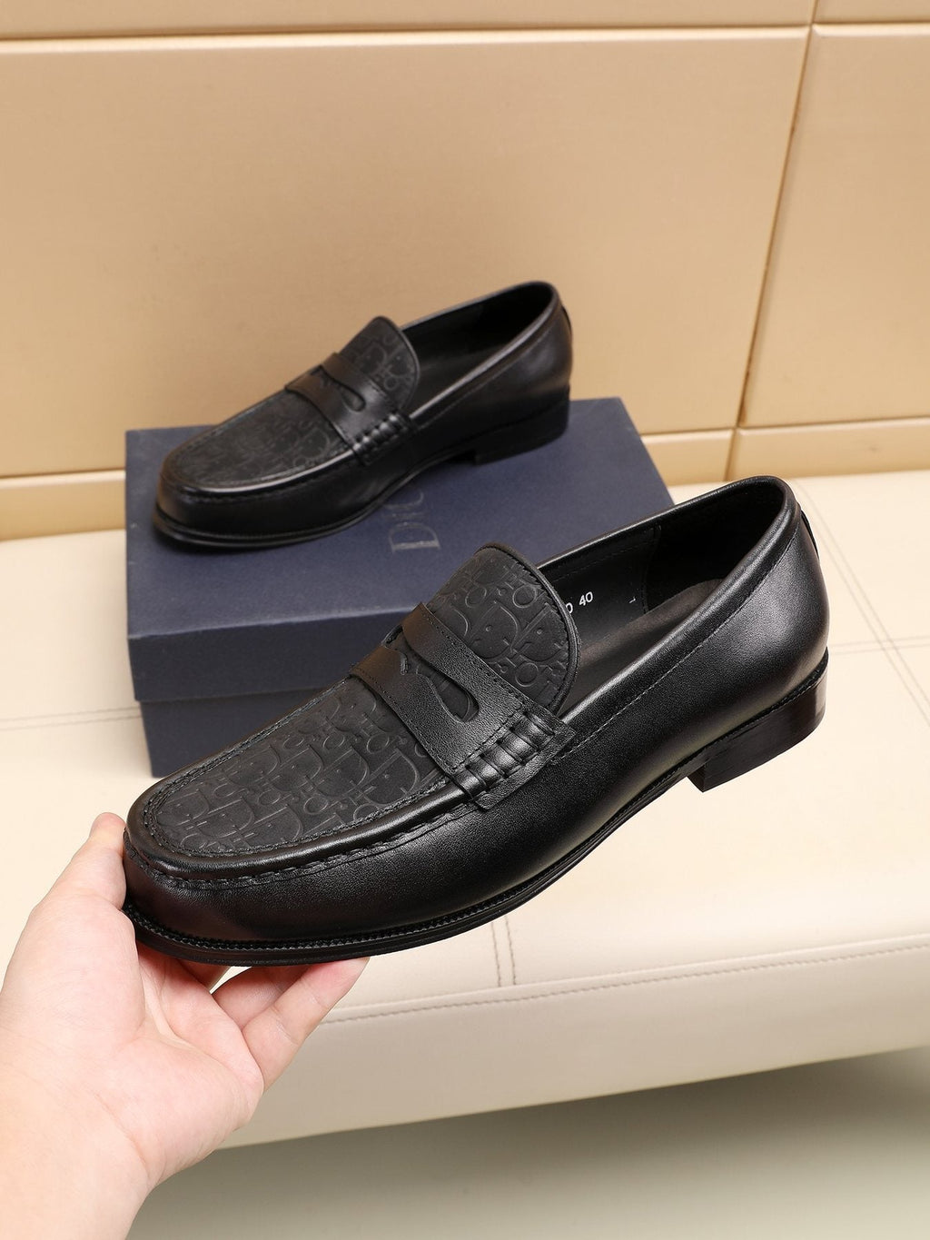 Dior Textured Apron-Toe Loafers