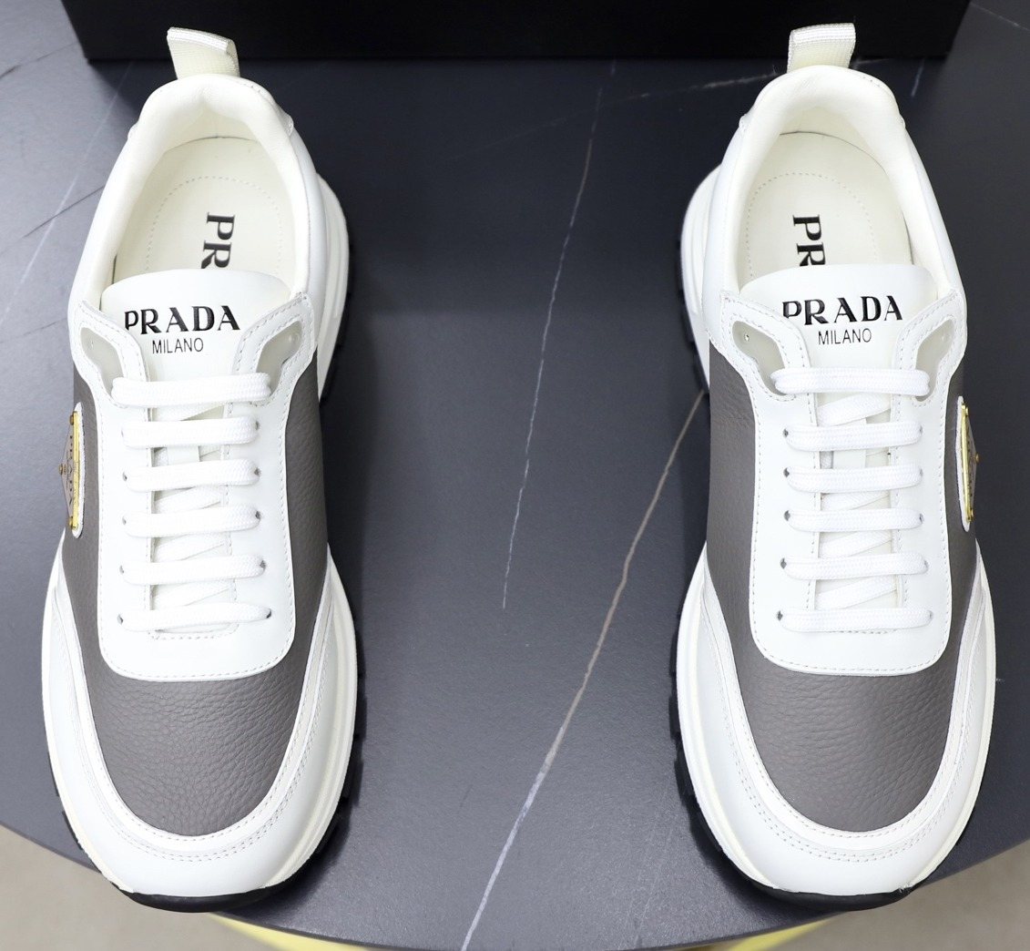 Prada Paneled Lace-Up Sneakers