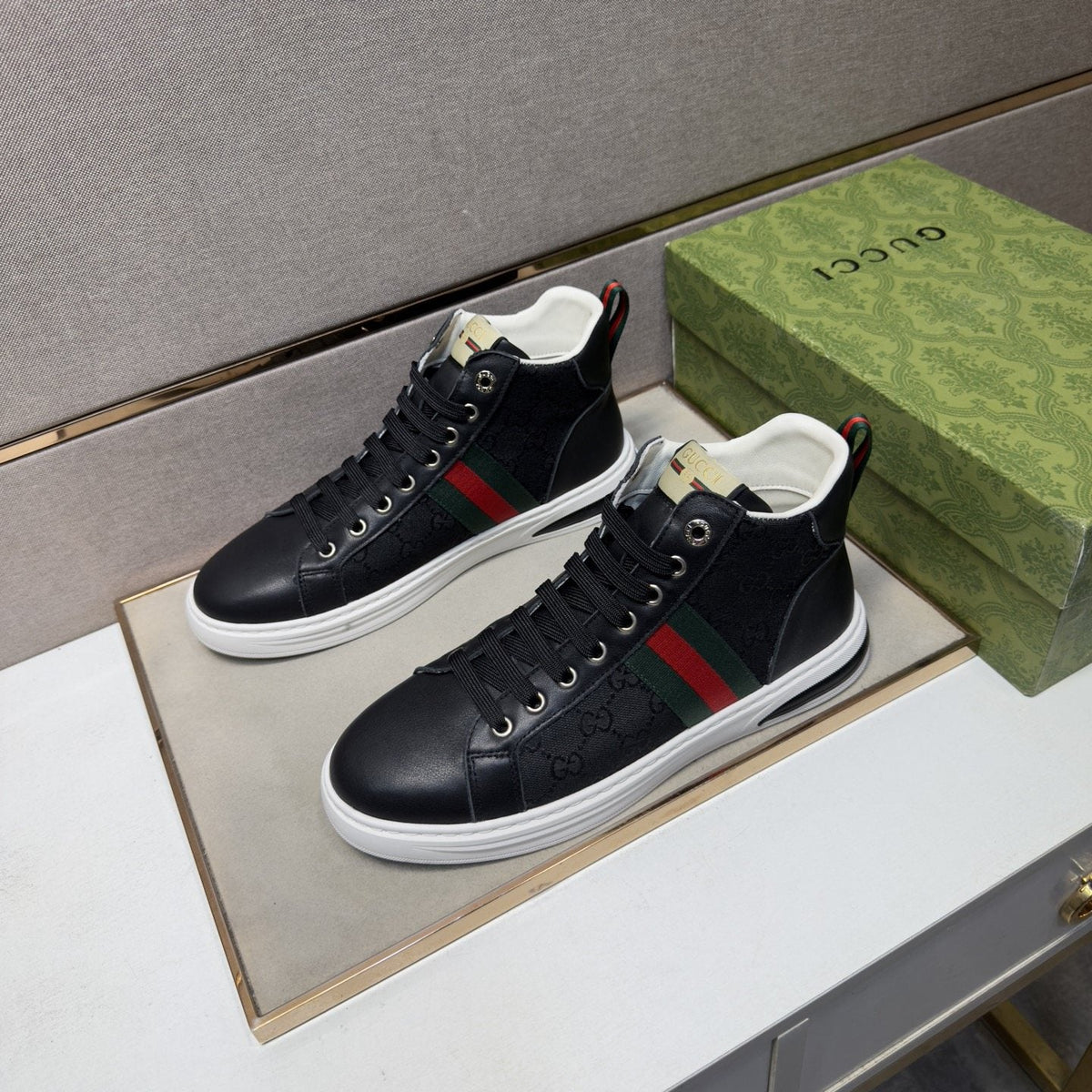 Gucci Men's Striped High-Top Sneakers