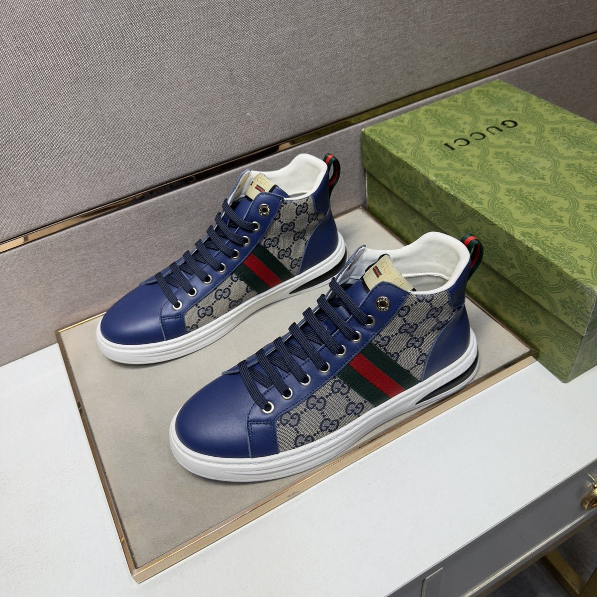 Gucci Men's Striped High-Top Sneakers