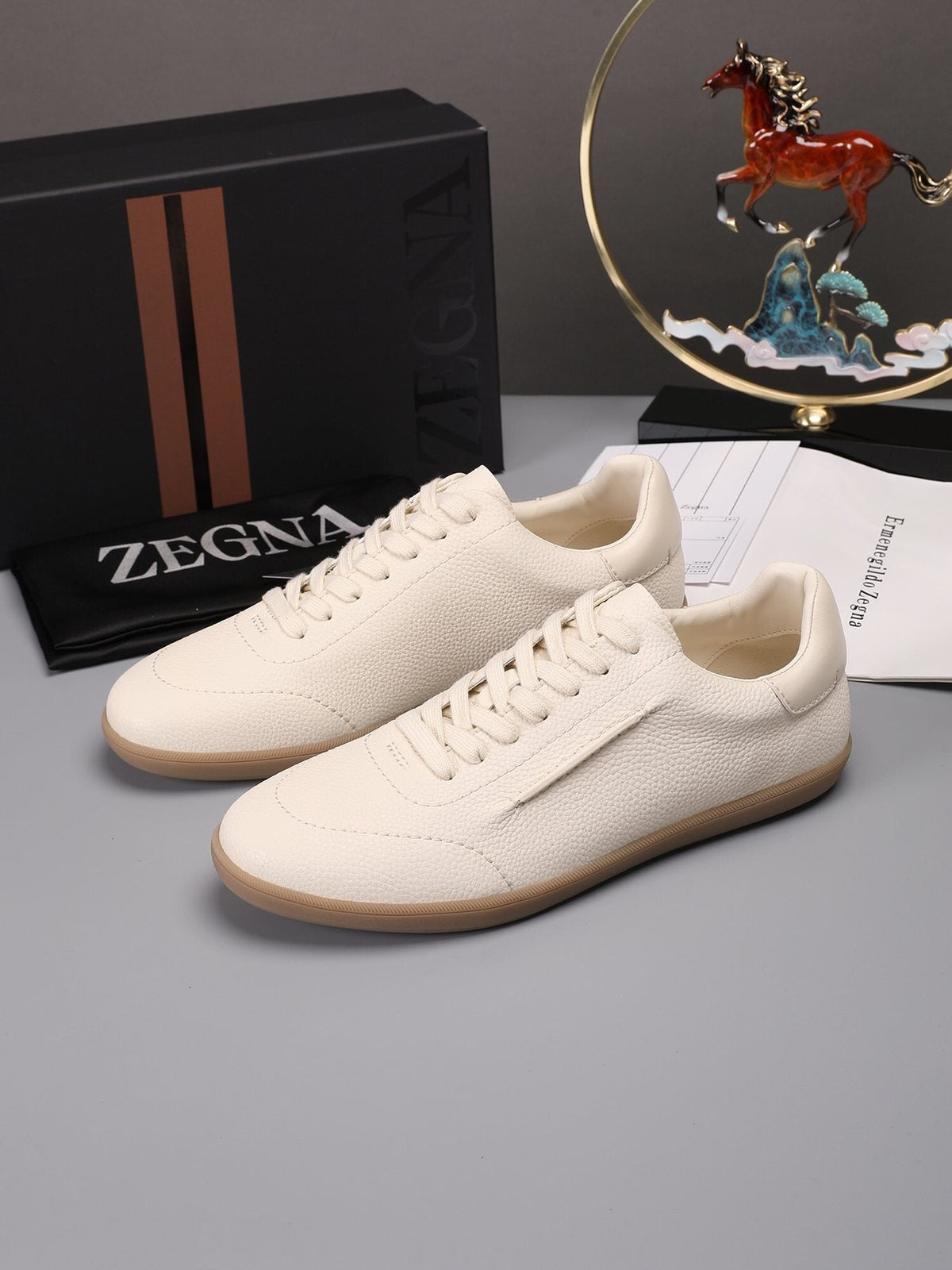 Zegna Men's Textured Leather Sneakers