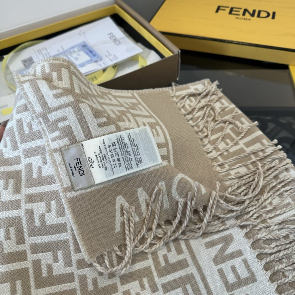 Fendi FF Logo Fringe Scarf