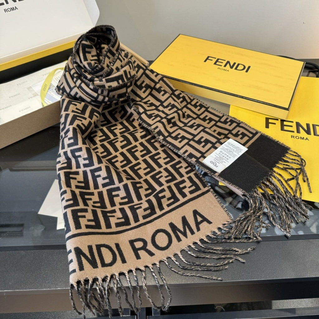 Fendi FF Logo Fringe Scarf