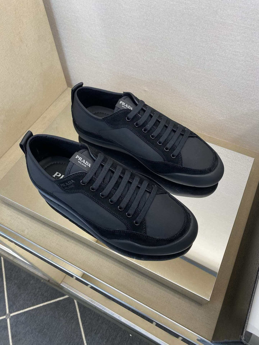 Prada Men's Low-Top Sneakers - Lace-Up Closure