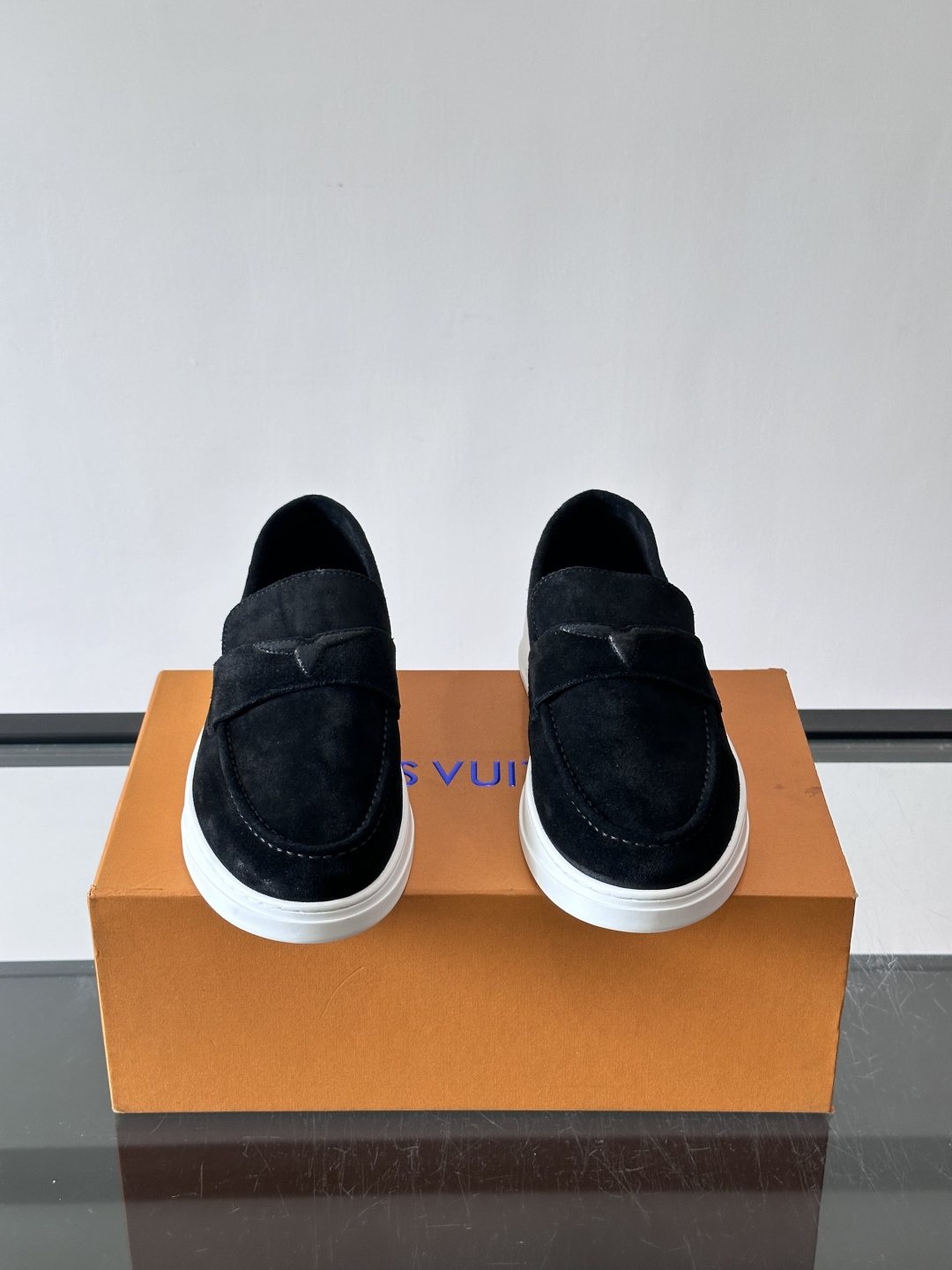 Louis Vuitton Navy Blue Suede Loafers
