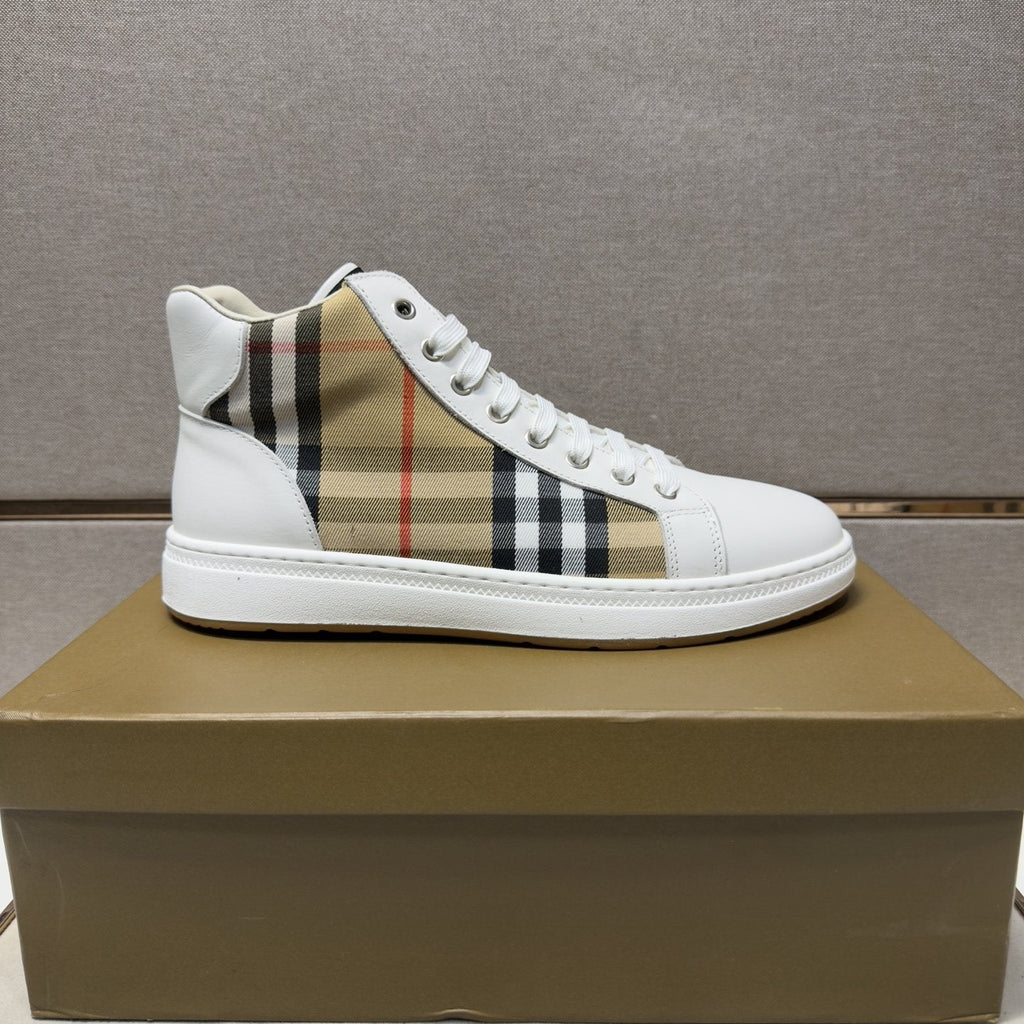 Burberry Men's Plaid-Panel High-Top Sneakers