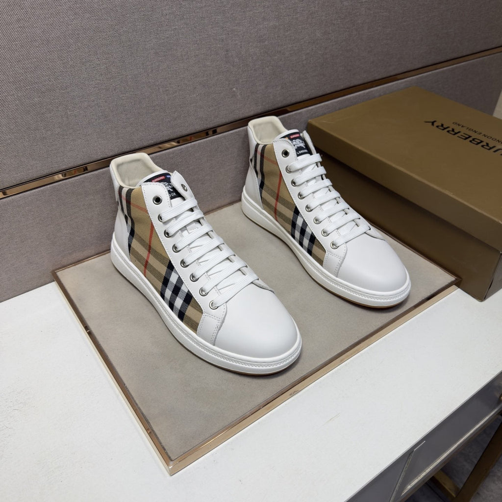Burberry Men's Plaid-Panel High-Top Sneakers