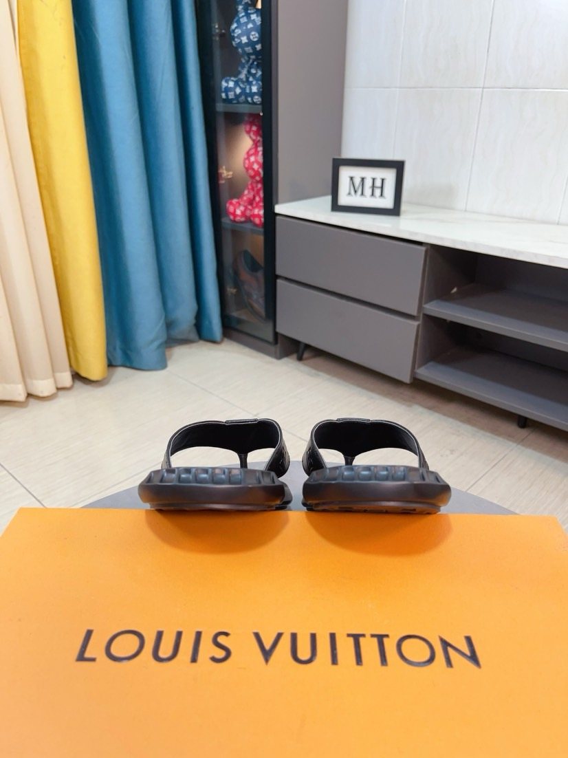 Louis Vuitton Men's Brown Strap Thong Sandals