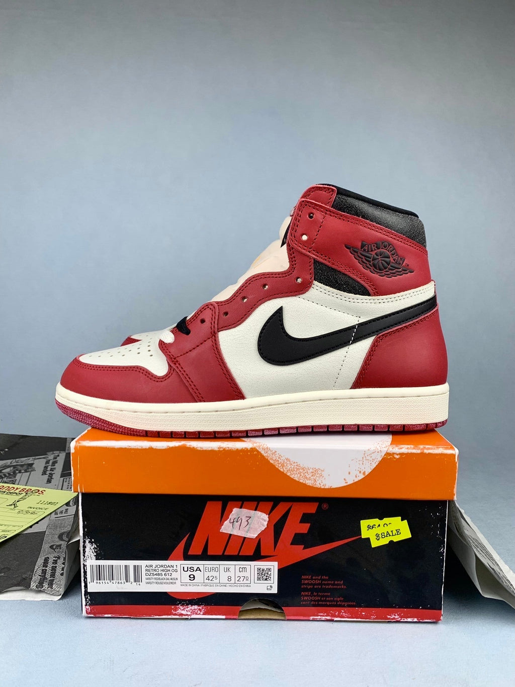 Air Jordan 1 High Chicago Lost and Found Unisex Sneakers DZ5485-612