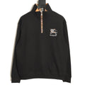 Burberry Equestrian-Detail Collared Half-Zip Sweatshirt - Black