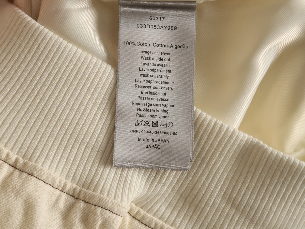 Dior 47 Lettering Collared Zip Varsity Jacket - Cream