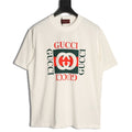 Gucci Interlocking-G Square Lettering T-Shirt - Cream with Red and Green